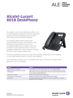The Alcatel-Lucent 8018 deskphone brochure.