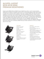 Picture of the Alcatel-Lucent 8028, 8038, 8068 premium deskphone brochure.