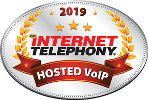 Award seal for the Internet telephony 2019 hosted VoIP 
