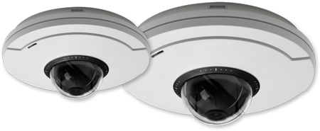 Picture of two Axis dome video cameras.