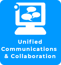 Blue square that redirects to the unified communications and collaboration page